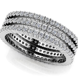 Three Stacked Eternity Ring In 18K 14K Yellow Gold White Gold Or Platinum