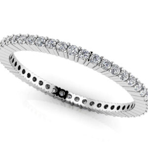 Single Row Eternity Stackable Ring In 14K 18K Yellow White Or Rose Gold