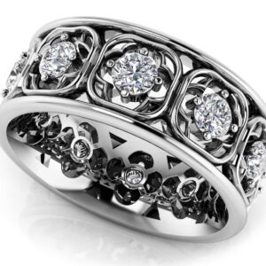 Center Of My Heart Eternity Ring In 14K 18K White Yellow Gold Platinum