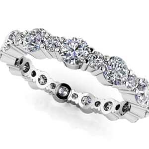 Alternating Diamond Eternity Ring In 14K 18K White Yellow Rose Gold Or Platinum
