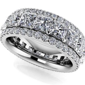 Amore Princess Square Frame And Round Diamond Ring Available In Platinum Or Gold
