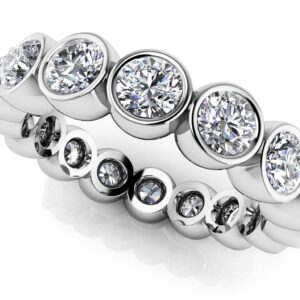 Bezel Set Diamond Eternity Band In 14K 18K White Yellow Rose Gold Or Platinum