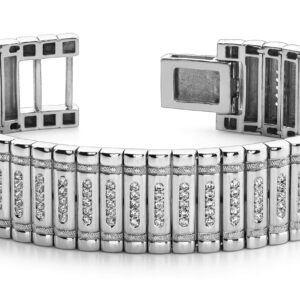 Embedded Diamond Link Bracelet Available In 14K 18K Yellow White Or Platinum