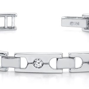 Single Diamond Buckle Link Bracelet In 18K Or 14K Gold And Platinum
