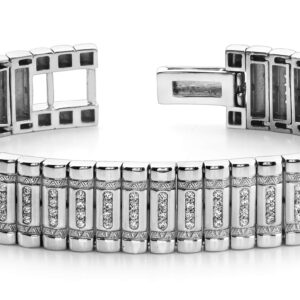 Diamond Column Mens Bracelet In Yellow White Gold Or Platinum