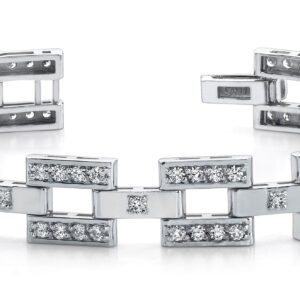 Diamond Checkerboard Mens Bracelet In 14K 18K White Yellow Rose Gold Or Platinum