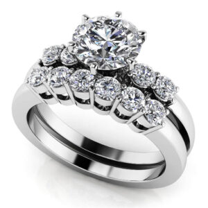 Five Across Bridal Set In 14K 18K White Yellow Or Rose Gold