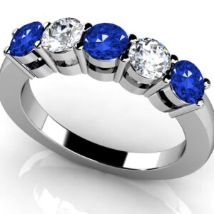 Five Across Diamond And Gemstone Ring In White Yellow Gold Or Platinum