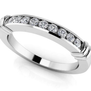 Channel Belt Diamond Band In 14K 18K White Yellow Rose Gold Or Platinum