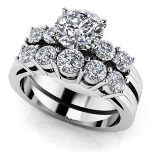 Groove Band Five Across Bridal Set In 14K 18K White Yellow And Rose Gold