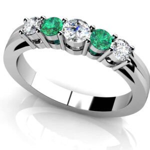 Five Across Alternating Gemstone Diamond Ring