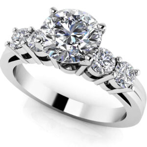 Channel Band Diamond Engagement Ring In White Yellow Gold Or Platinum