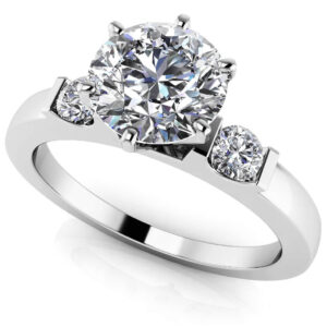 Diamond Side Accent Solitaire Available In White Yellow Rose Gold Or Platinum