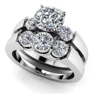 Triple Diamond Bridal Set Set In 18K 14K White Yellow And Rose