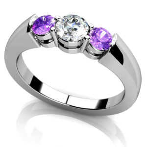 Diamond And Gemstone Three Across Band