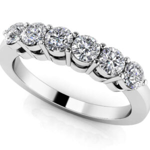 Six Across Diamond Band In 14K 18K White Yellow Gold Platinum