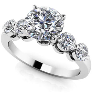 Six Prong Five Across Diamond Ring