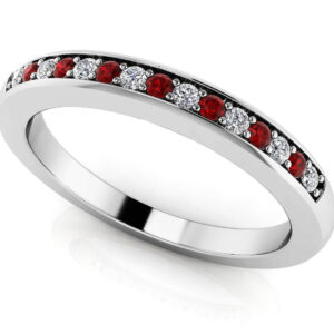 Simple Delight Gemstone And Diamond Wedding Band Available In Platinum Or Gold
