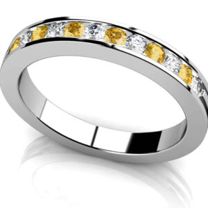 Gemstone And Diamond Channel Set Band