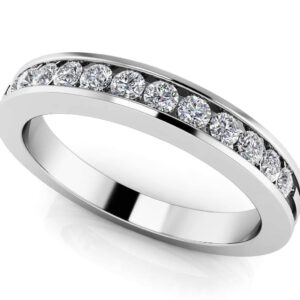 Diamond Channel Band In 14K 18K White Yellow Rose Gold Or Platinum