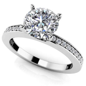 Diamond Channel Band Engagement Ring In Gold Or Platinum