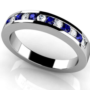 Channel Set Gemstone Diamond Band Available In Gold Or Platinum