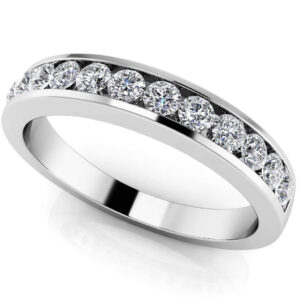 Channel Diamond Band In 14K 18K White Yellow Rose Gold Or Platinum