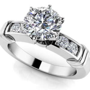 Channel Diamond Flanked Engagement Ring In Gold Or Platinum