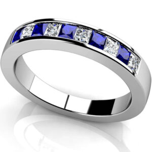 Princess Cut Gemstone And Diamond Promise Ring Available In White Yellow And Rose