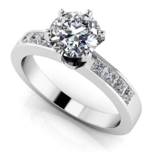 Six Prong Center Stone Engagement Ring In Rose Gold White Or Yellow