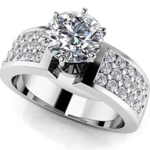Triple Channel 6 Prong Engagement Ring In Platinum Or Gold