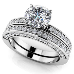 Frame Vintage Style Bridal Set In White Yellow Gold Or Platinum