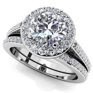 Delighted By Round Diamonds Matching Wedding Set