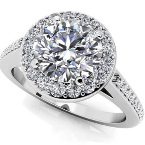 Delighted By Round Diamonds Engagement Ring In 14K 18K White Yellow Gold Platinum