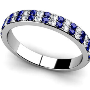 Splendid Romance Double Row Gemstone Ring In White Yellow Gold Or Platinum