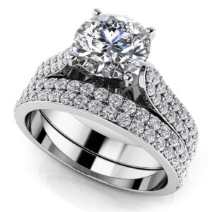 Splendid Romance Four Row Matching Bridal Set Available In Gold Or Platinum