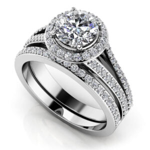 Elegant Split Shank Bridal Set In 14K 18K White Yellow And Rose Gold