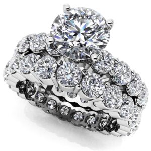 Shared Prong Eternity Style Matching Bridal Set In White Yellow Or Rose Gold