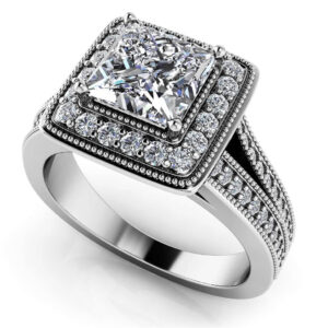 Royal Princess Cut Diamond Engagement Ring In Yellow Gold White Gold And Platinum