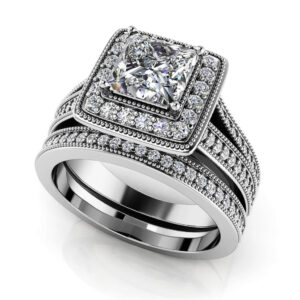 Royal Princess Cut Diamond Bridal Set