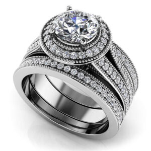 Beauty Double Band Vintage Style Bridal Set