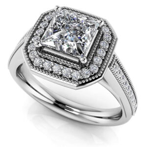 Vintage Beauty Princess Cut Engagement Ring Available In White Yellow And Rose