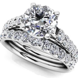 Classic Sparkle Diamond Wedding Set In 14K 18K White Yellow Or Rose Gold