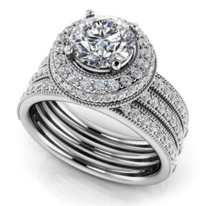 Fall In Love With Vintage Double Band Bridal Set In Yellow White Gold Or Platinum