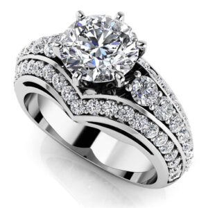 Contemporary Engagement Ring With Side Stones