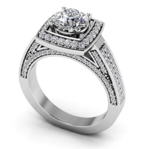 Legacy Diamond Frame Vintage Style Engagement Ring In White Yellow Or Rose Gold