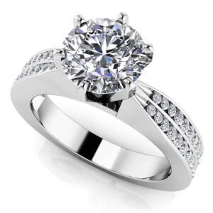Elegant Six Prong Diamond Engagement Ring In 18K Or 14K White Gold Or Yellow Gold