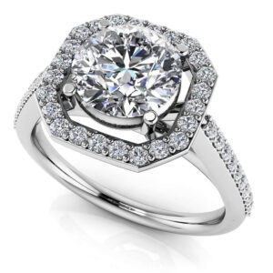 Octagon Prong Set Diamond Engagement Ring In 14K 18K Yellow White Or Rose Gold