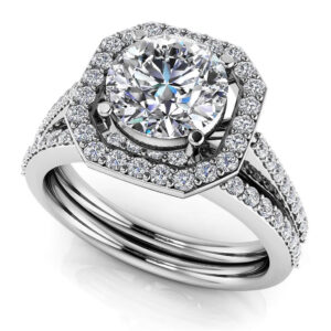 Octagon Prong Set Diamond Bridal Set
