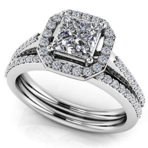 Dazzling Princess Cut Diamond Bridal Set